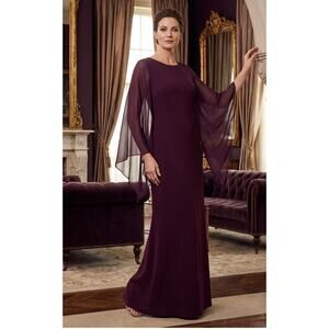 Calvin klein Floating Sleeve Evening Gown | NWT | Size 14 Wine/Burgundy